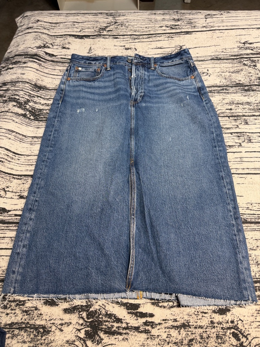 American Eagle Outfitters Mid Blue Denim A-Line Midi Skirt